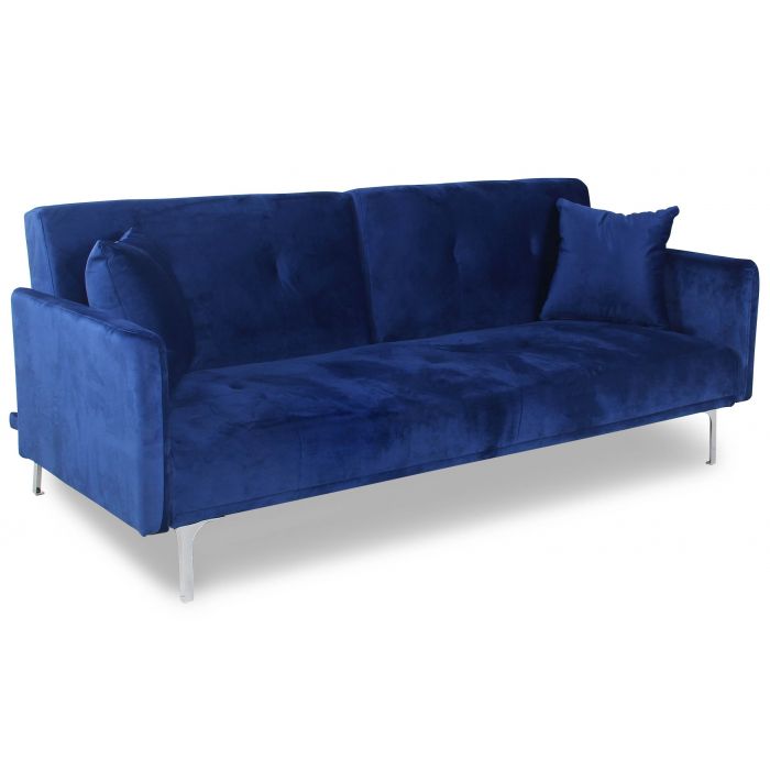 Divano Trasformabile 3 Posti Carla Velluto Blu