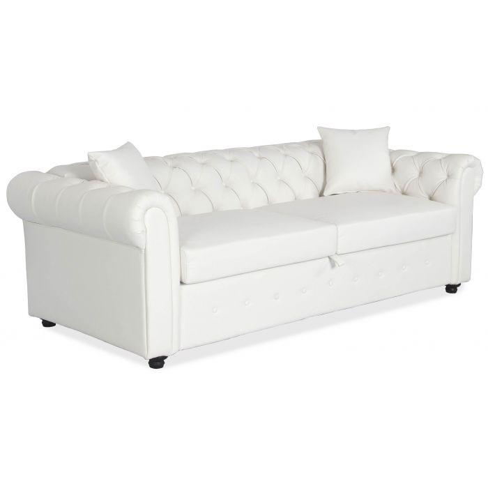 Divano Chesterfield Express Trasformabile Con Materasso Bianco