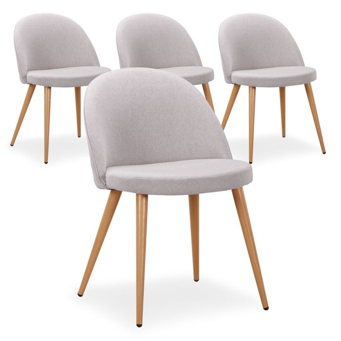 Set di 4 sedie scandinave Maury in tessuto grigio