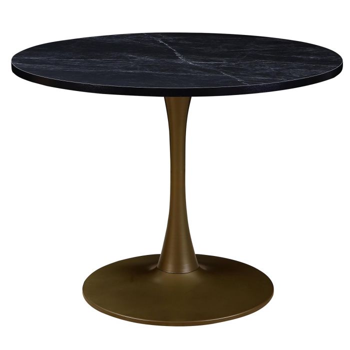 Tavolo Rotondo Necy Bronzo Ed Effetto Marmo Nero