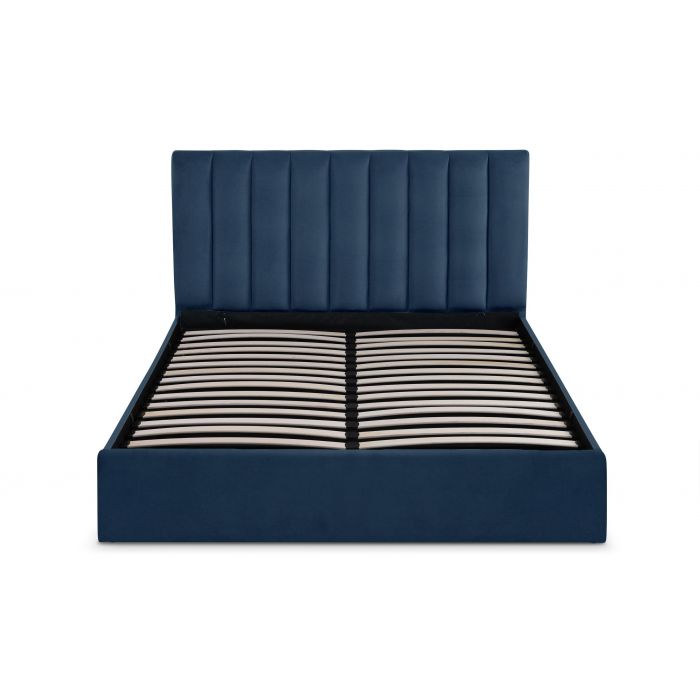 Letto Contenitore Songe Testata Velluto Blu 160 Cm