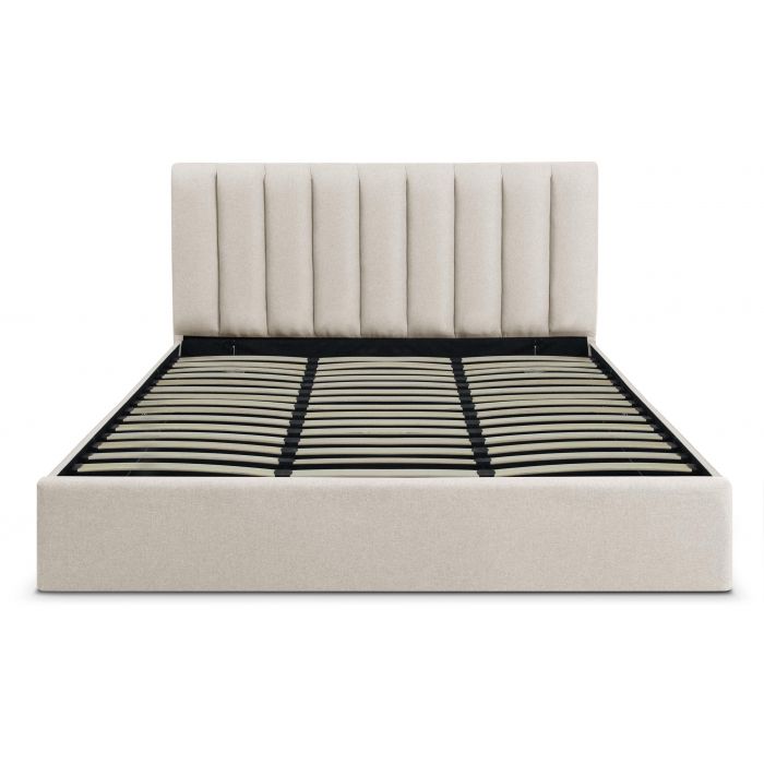 Letto Contenitore Songe Testata Velluto Beige 180 Cm
