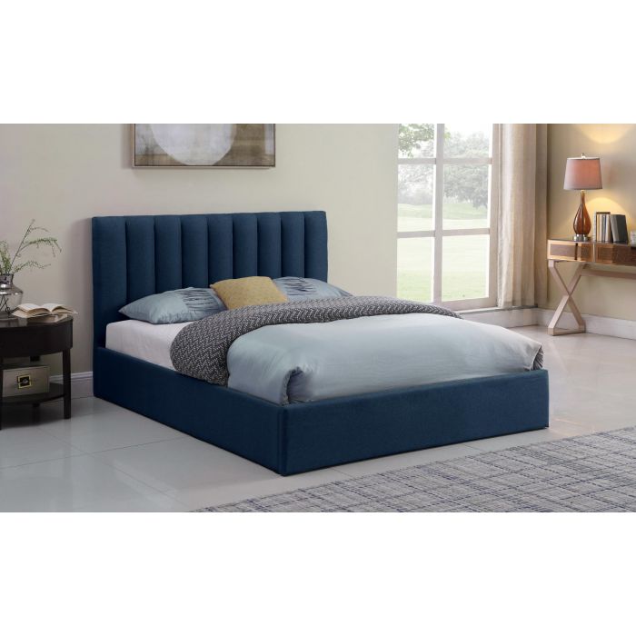 Letto Contenitore Songe Testata Velluto Blu 180 Cm